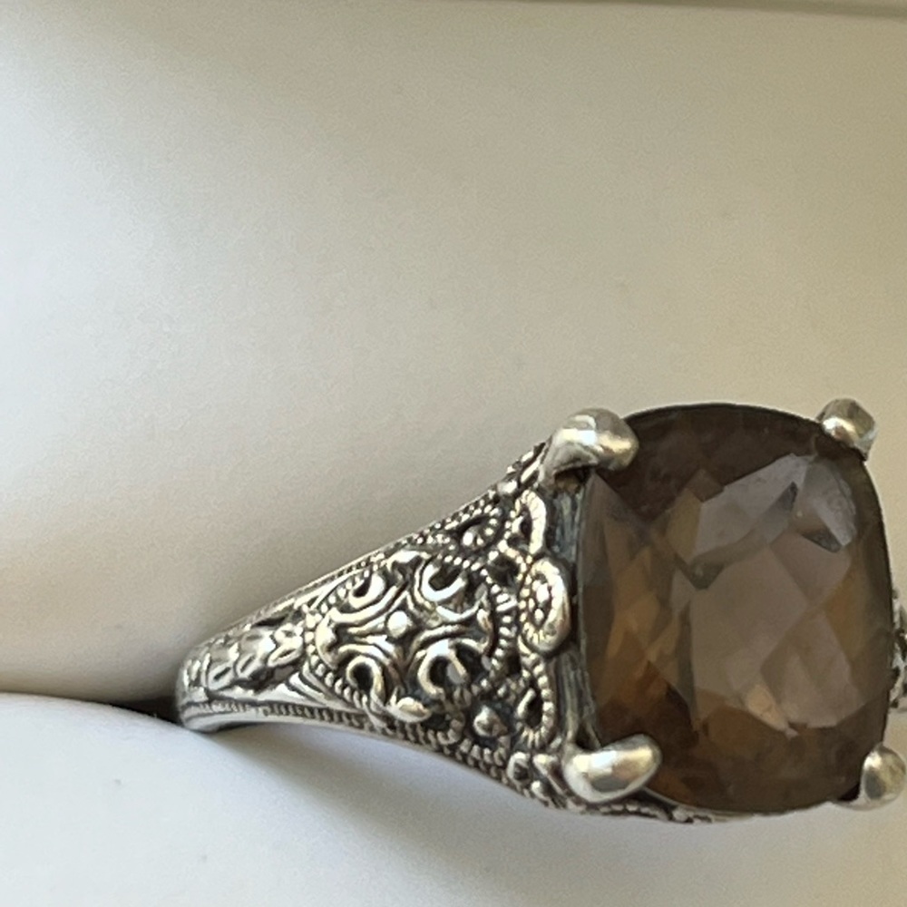 Beautiful faceted Smoky Quartz ring